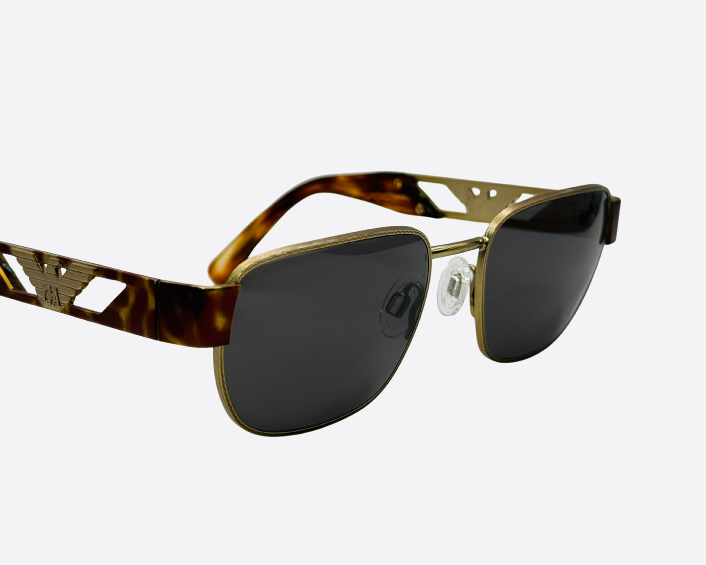 Emporio Armani 037-S 928 – Gold & Tortoise Eagle | Late 1990s Vintage Rectangular