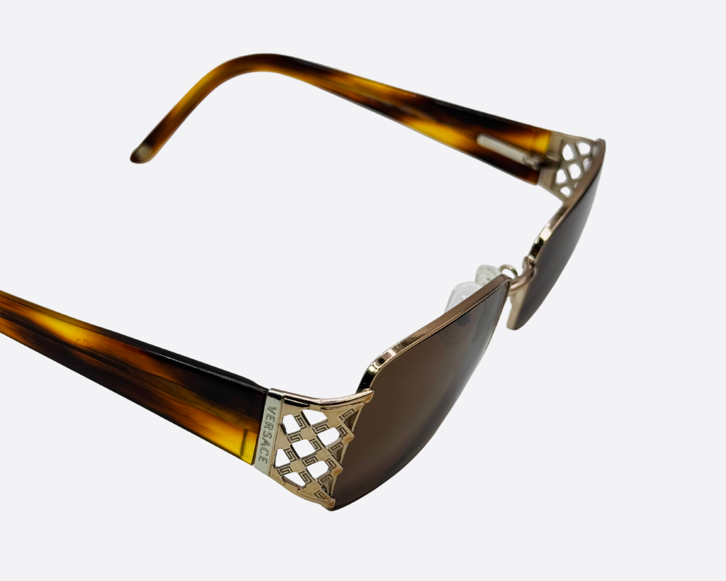Versace 1160 – Gold & Tortoise Greca Rectangle | Y2K Vintage