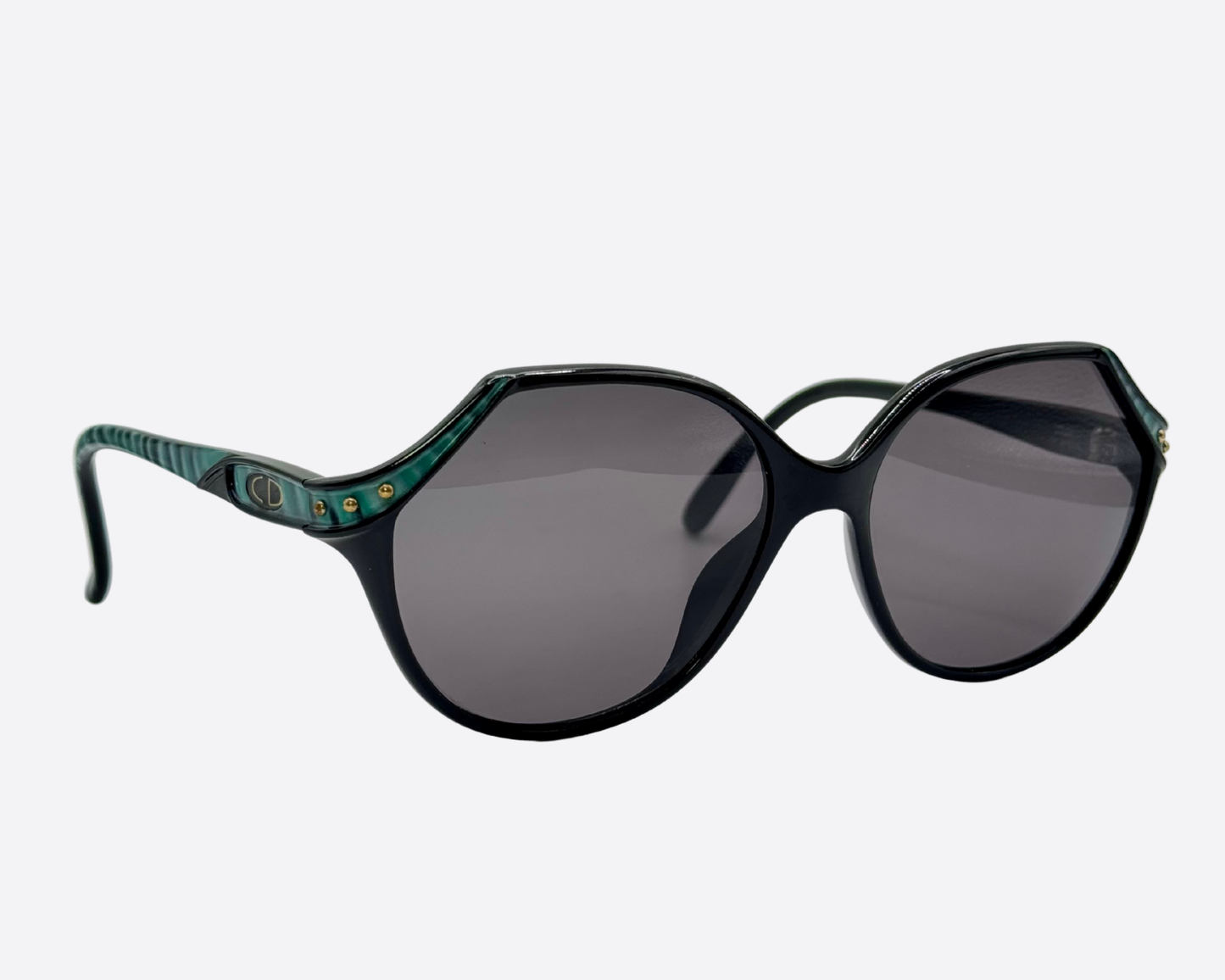 Christian Dior 2297 90 – Black & Teal Studded | 1980s Vintage