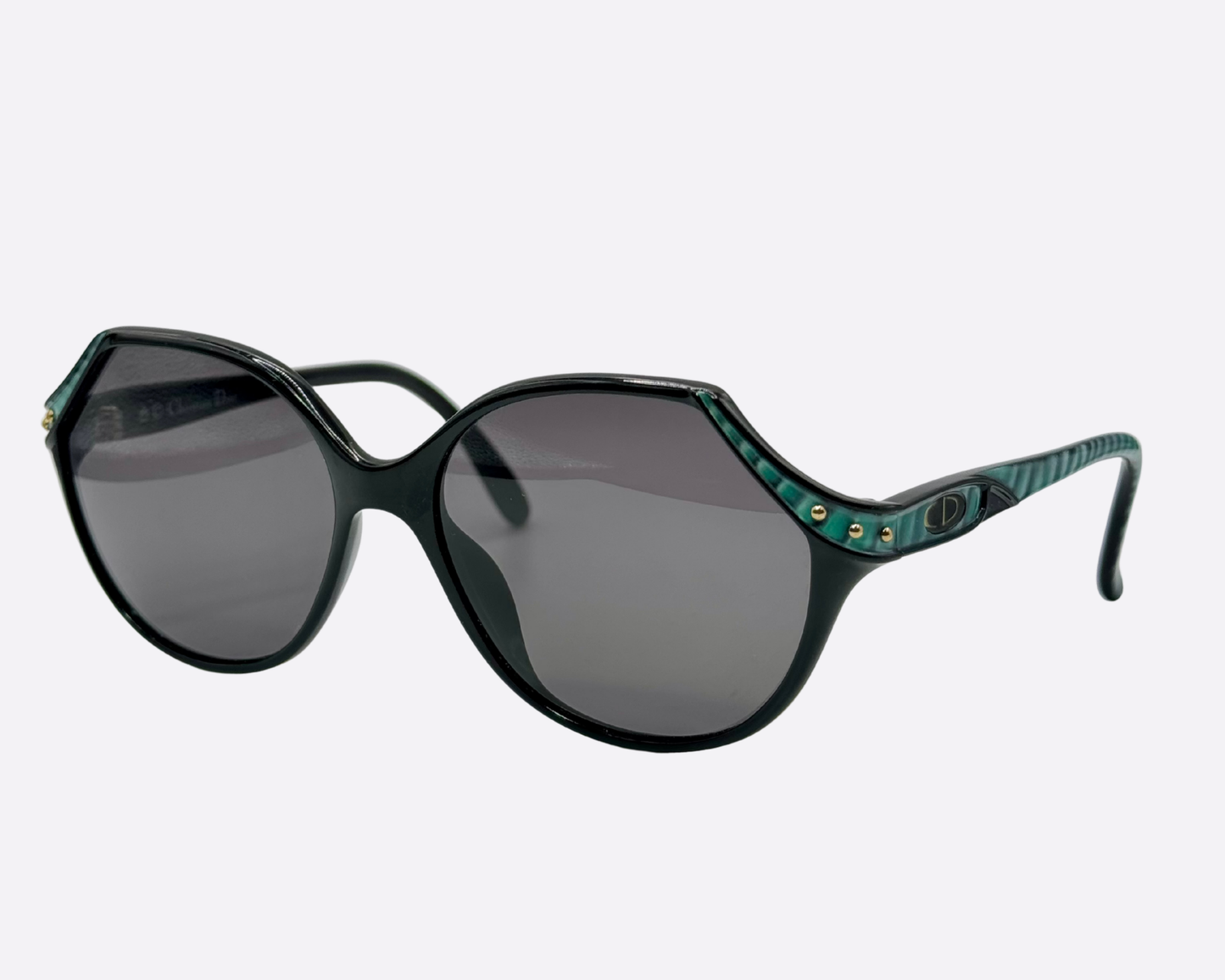 Christian Dior 2297 90 – Black & Teal Studded | 1980s Vintage