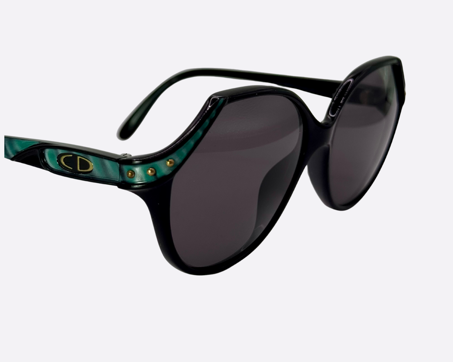 Christian Dior 2297 90 – Black & Teal Studded | 1980s Vintage