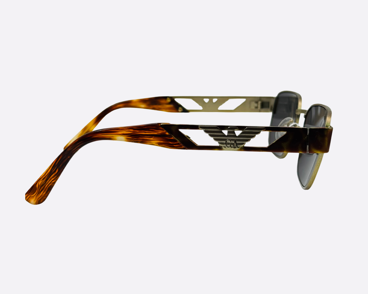Emporio Armani 037-S 928 – Gold & Tortoise Eagle | Late 1990s Vintage Rectangular