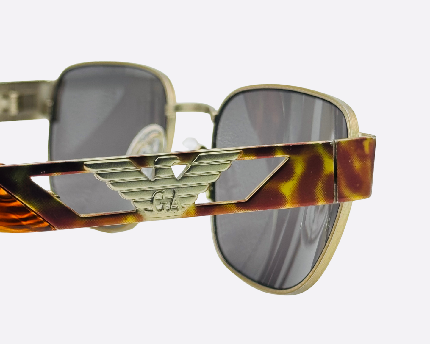 Emporio Armani 037-S 928 – Gold & Tortoise Eagle | Late 1990s Vintage Rectangular