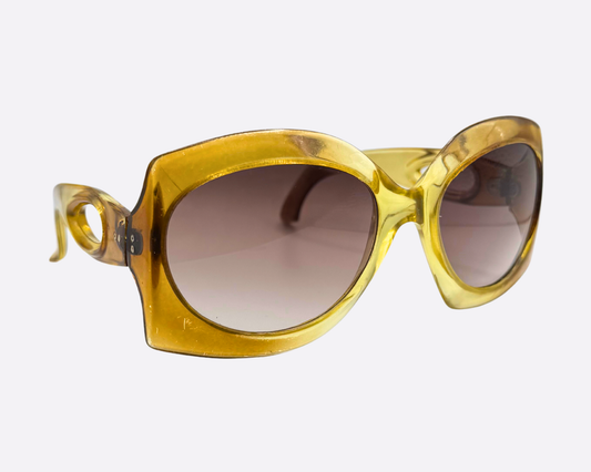 Vintage 70s Oversized Round Sunglasses | Retro Gold Frame
