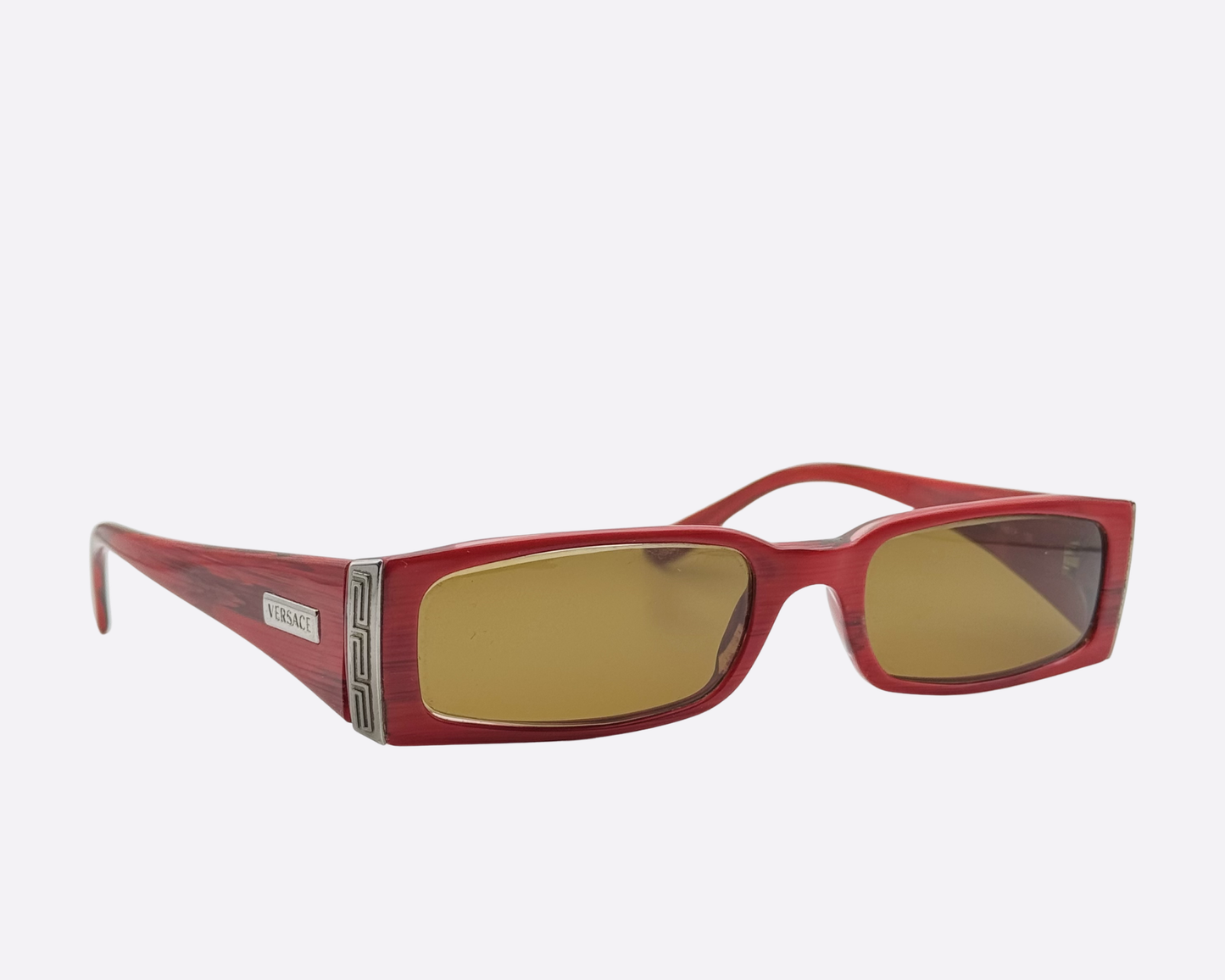 Versace 3022 – Efecto Madera Roja y Bisagra con Patrón Griego | Finales de los 90