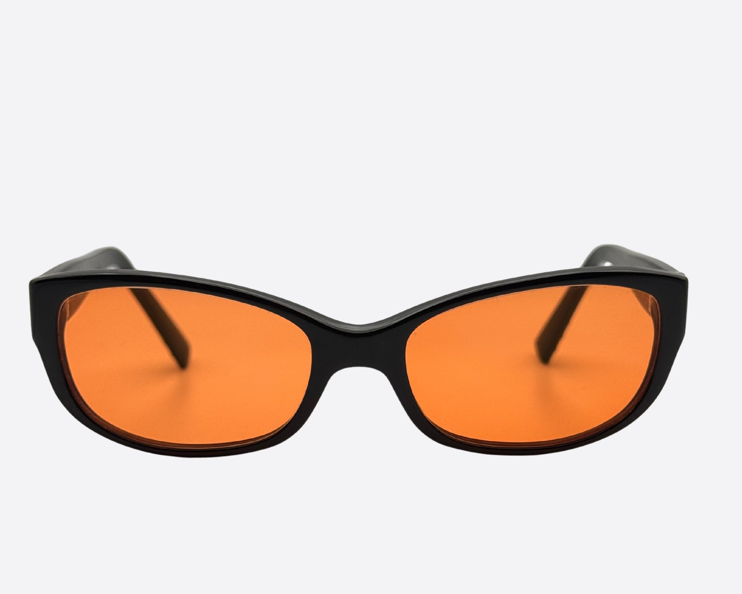 Dolce & Gabbana DG3125 vintage sunglasses from 2000s. Black semi-rectangular frames with new vibrant orange lenses (100% UV protection).