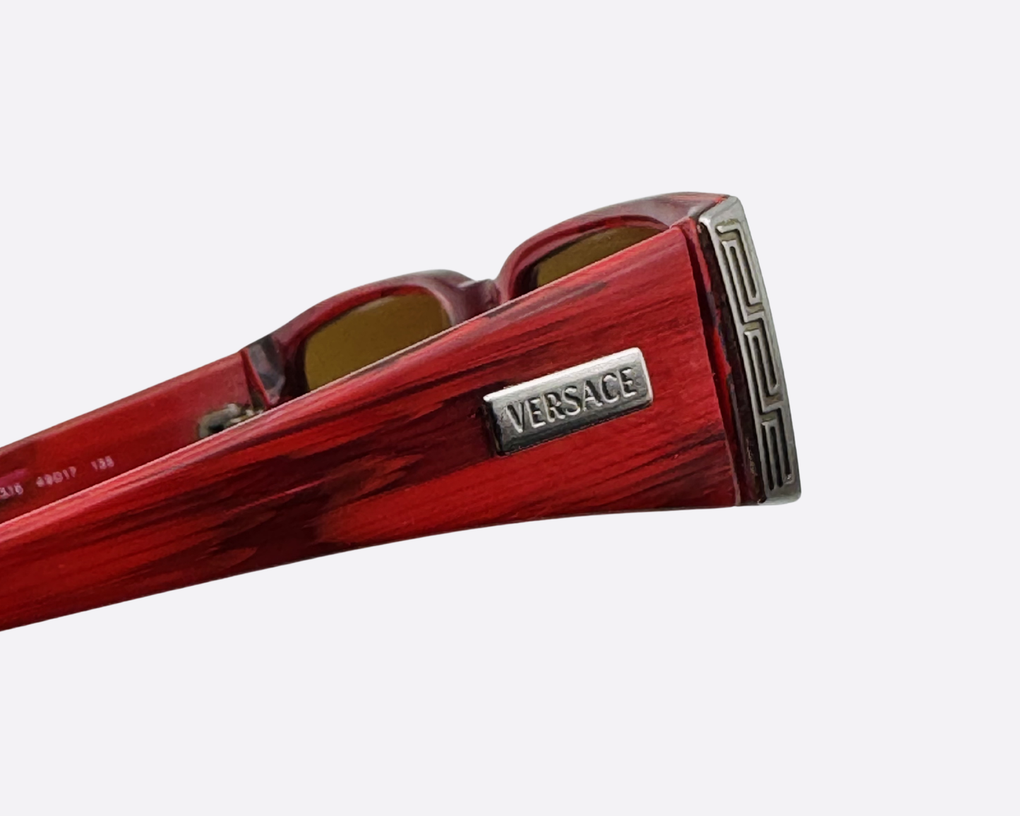 Versace 3022 – Efecto Madera Roja y Bisagra con Patrón Griego | Finales de los 90