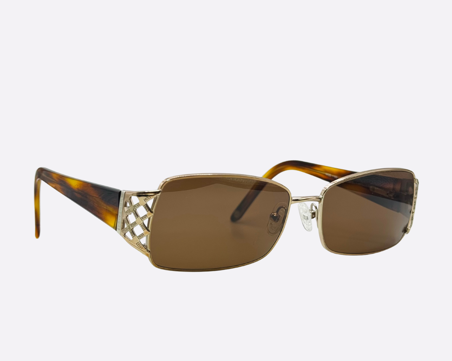Versace 1160 – Gold & Tortoise Greca Rectangle | Y2K Vintage