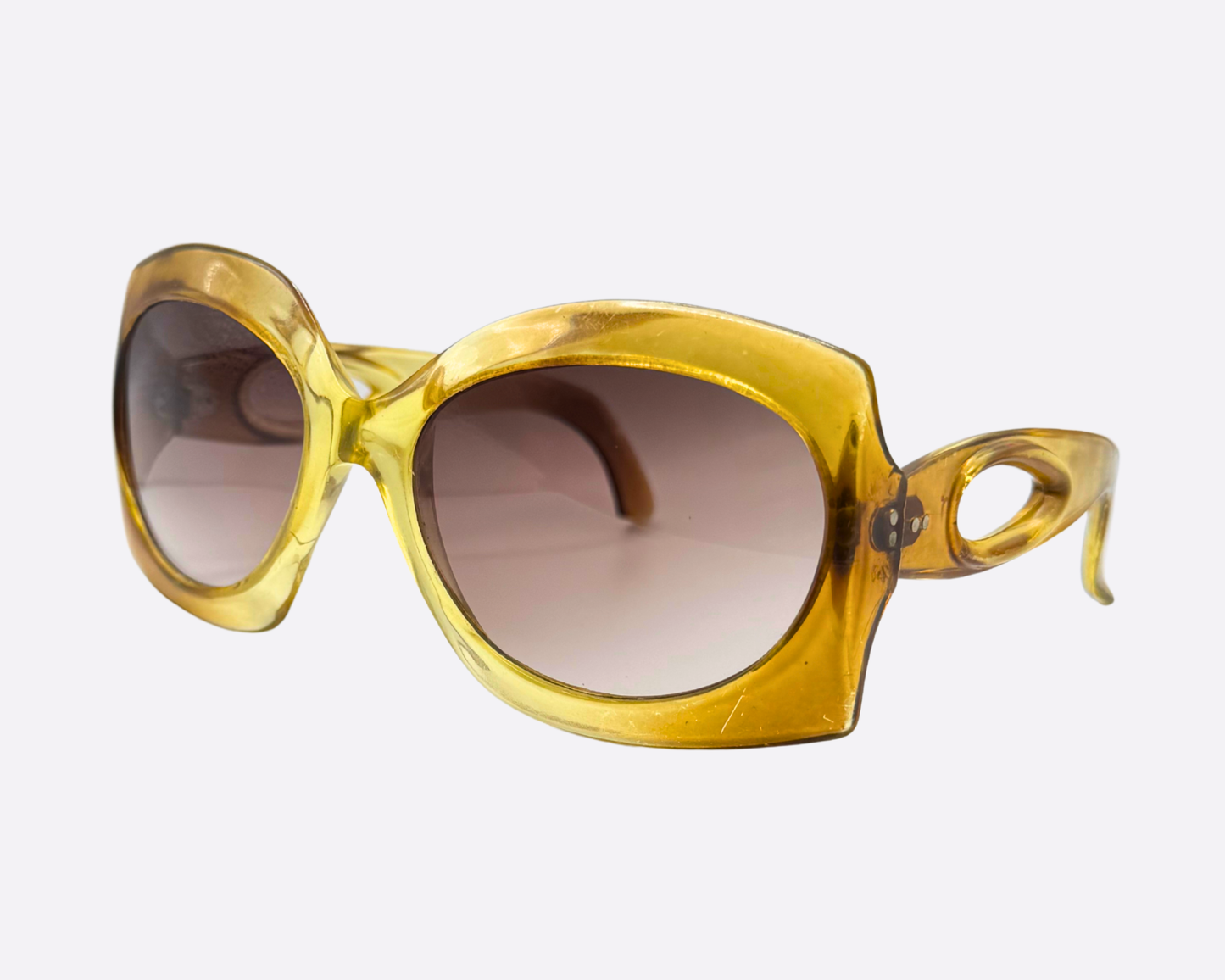 Vintage 70s Oversized Round Sunglasses | Retro Gold Frame