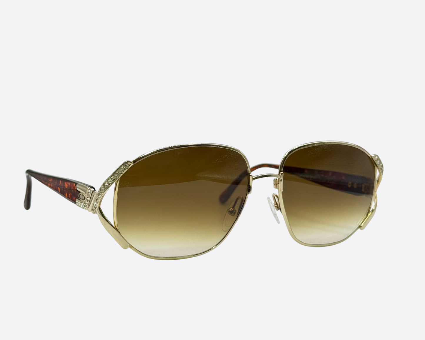 Dior 2619 42 – Gold & Rhinestone Aviator | 1980s Vintage