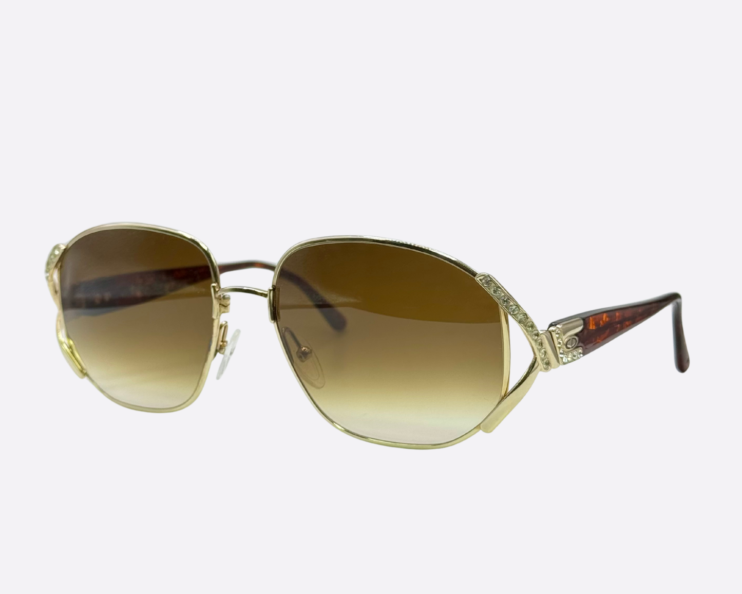 Dior 2619 42 – Gold & Rhinestone Aviator | 1980s Vintage