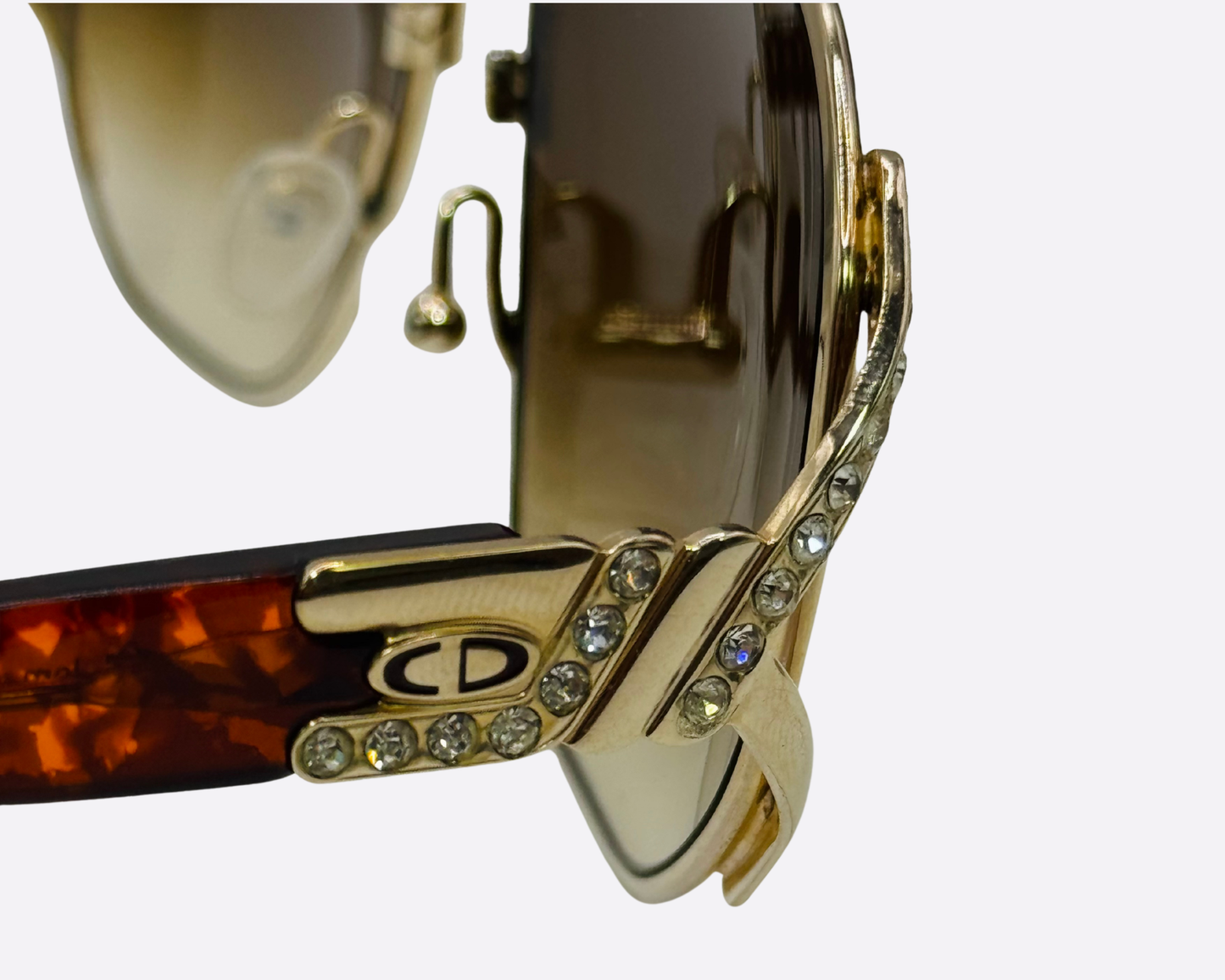Dior 2619 42 – Gold & Rhinestone Aviator | 1980s Vintage