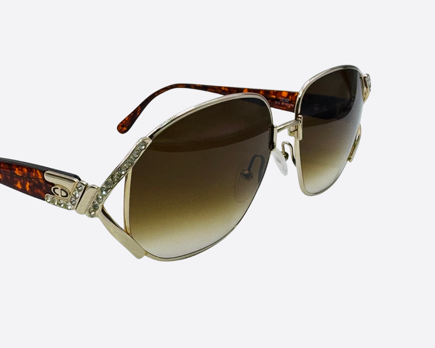 Dior 2619 42 – Gold & Rhinestone Aviator | 1980s Vintage
