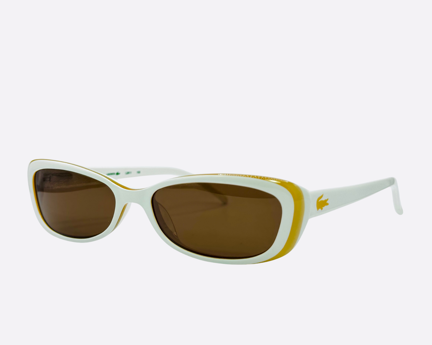 Lacoste L2611 – Off-White & Yellow Oval | Y2K Vintage